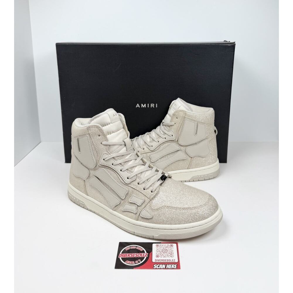 Size 44EU/11US - Amiri Skel Top Hi Beige Glitter Sneakers🪩 Worn 1X/Retail $700!